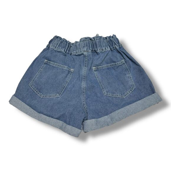 Shein Women's Paperbag Denim Shorts Drawstring Blue Jean‎ Size Small - Picture 3 of 5